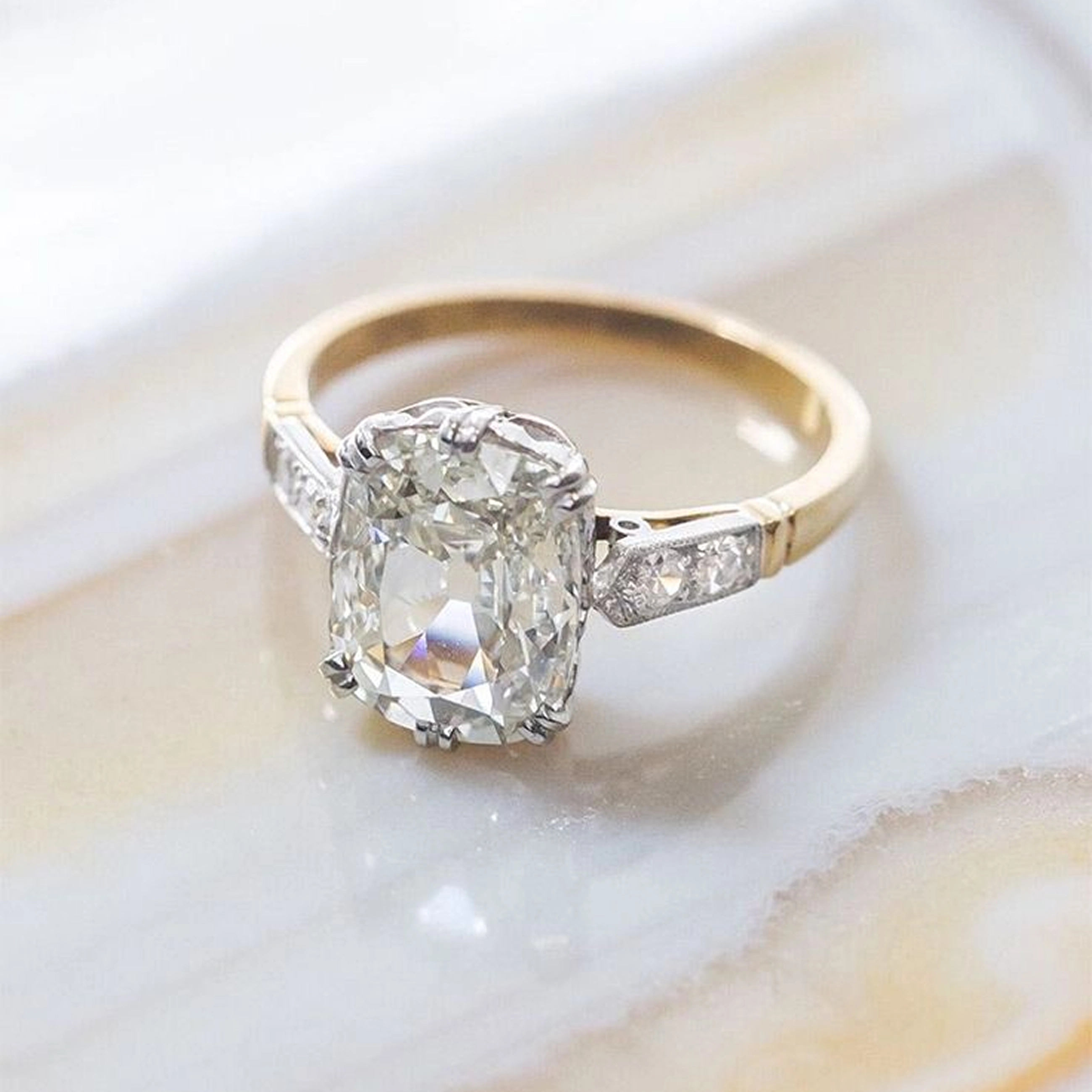 Vintage Inspired Cushion Cut Ring